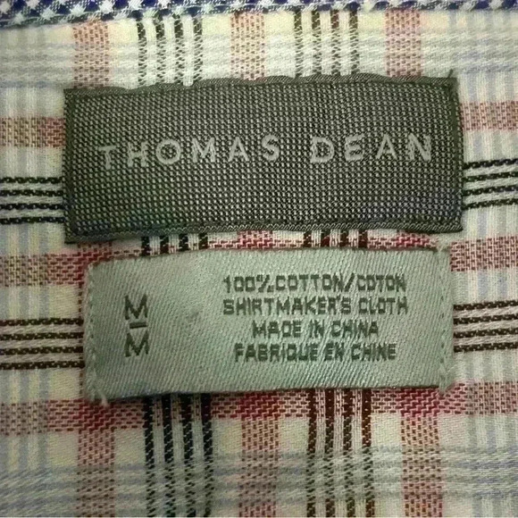 Thomas Dean Men’s Medium Button Down Flip Cuff Long Sleeve Plaid Shirt - Picture 5 of 7